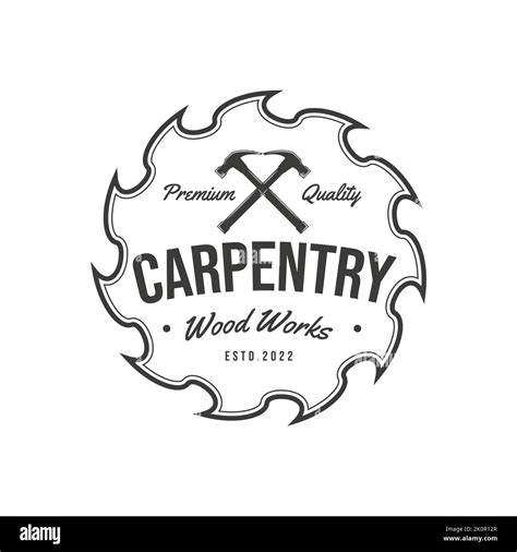 Vintage Carpentry Logo Retro Style Wood Emblem Sawmill For Carpentry