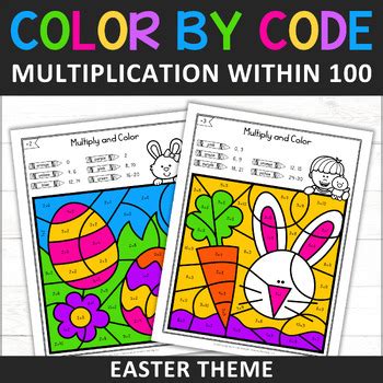 Easter Color By Code Multiplication Within 100 By Meaningful Homeschooling