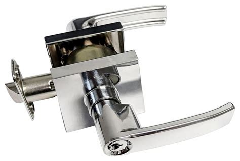 Polished Chrome Square Contemporary Entry Door Lever - Transitional ...