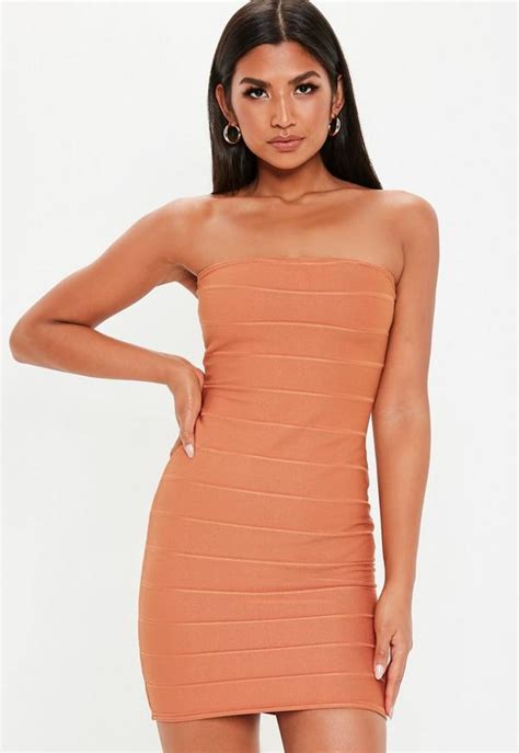 Rust Bodycon Bandage Bandeau Mini Dress Missguided