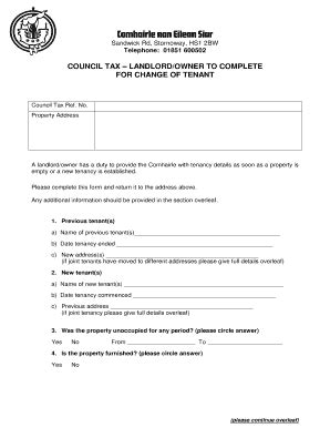 Fillable Online Cne Siar Gov COUNCIL TAX LANDLORD OWNER TO COMPLETE FOR