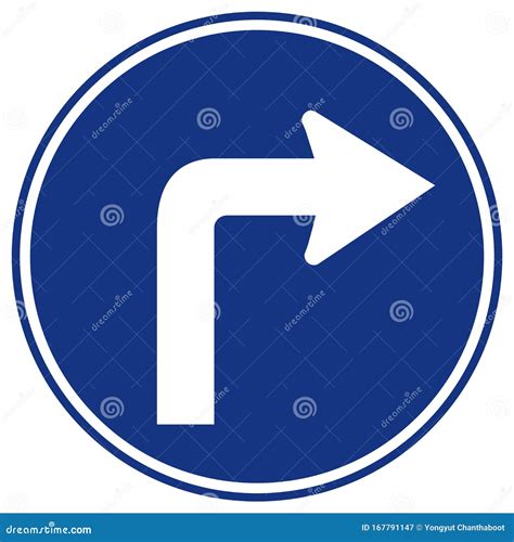 Turn Right Traffic Road Signvector Illustration Isolate On White