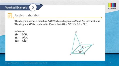 5 Angles In Rhombus The Diagram Shows A Rhombus ABCD Where Diagonals AC