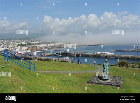 Looking Out To Sea From The Cliff Tops At Douglas Isle Of Man Stock