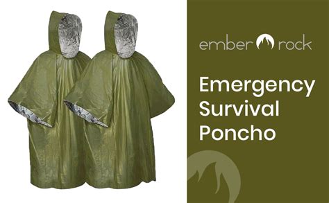 Emergency Survival Rain Poncho 2 Pack Thermal Mylar Foil Blanket