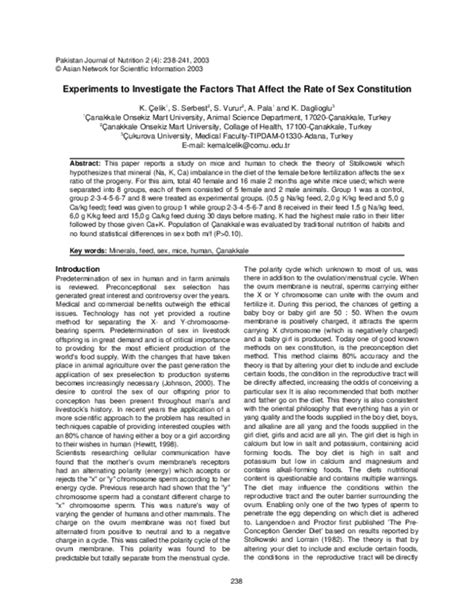 Pdf Experiments To Investigate The Factors That Affect The Rate Of Sex Constitution