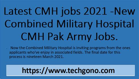 Latest Cmh Jobs New Combined Military Hospital Cmh Pak Army Jobs