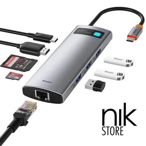 هاب ۸ پورت USB-C باسئوس مدل CAHUB-CV0G | نیک استور