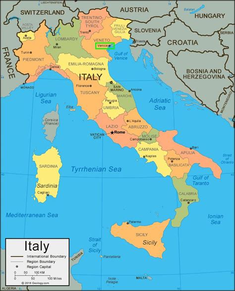 Map Of Italy Showing Venice Map Of Italy Showing Venice Italy