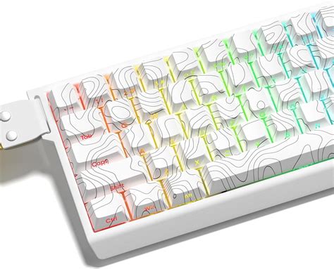 Dagaladoo Side Printed PBT Keycaps White Topographic Shine Through