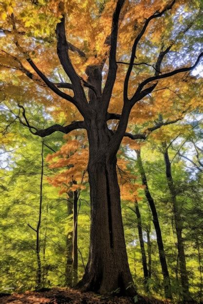 Premium Ai Image A Large Tree With Yellow And Green Leaves