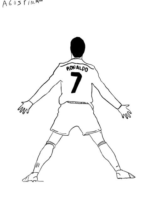 A Black And White Drawing Of A Soccer Player With The Number Seven On