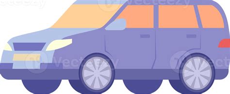 Colorful Car Illustration Flat Style Automobile Profile Projection Side View Png With