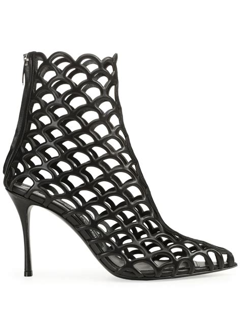 Sergio Rossi Sr Mermaid Mm Perforated Ankle Boots Black Farfetch