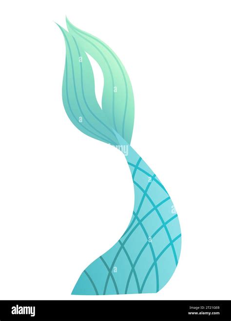 Mermaid Tail For Costume Or Cosplay Turquoise Color Vector Illustration Isolated On White