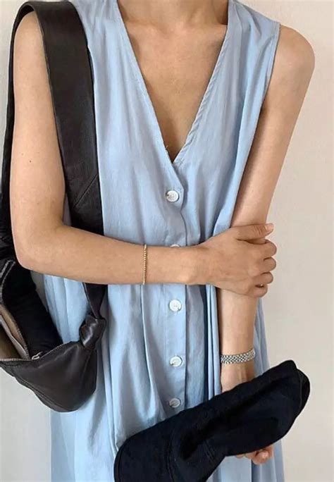 Sunnydaysweety Casual V Neck Sleeveless Loose One Piece Dress