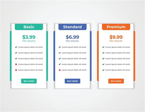 Modern web pricing table, pricing comparison chart subscription plan ...