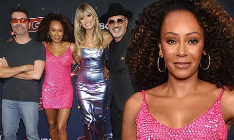 Mel B Dazzles In A Hot Pink Sequin Minidress As She S Joined By Simon Cowell Heidi Klum And