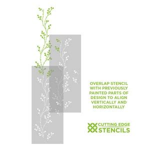 Pussy Willow Wall Stencil LARGE WALL STENCIL For Easy Room Makeover Large Floral Stencil For