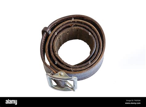 Brown Leather Army Belt On White Background Military Belt Soldiers