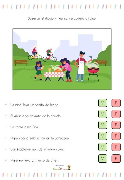 Ejercicio De Verdadero O Falso Con Dibujos De Verano Libros De