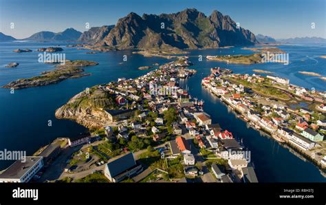 Aerial View Of The Village Of Henningsvær In Vågan On The Lofoten