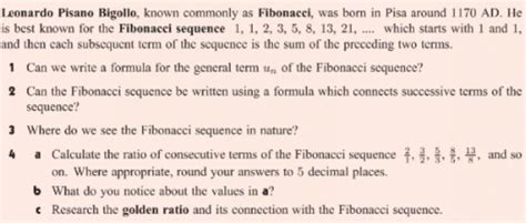 [ANSWERED] Leonardo Pisano Bigollo known commonly as Fibonacci was born ...