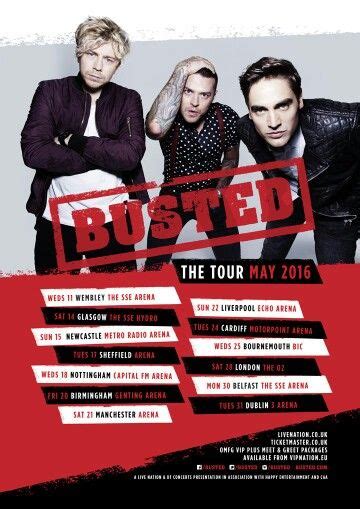 the band busted tour poster for their upcoming album, bustted in red ...