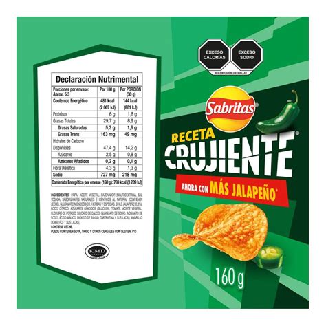 Papas Sabor Chile Jalapeño Sabritas Receta Crujiente 170 G Soriana