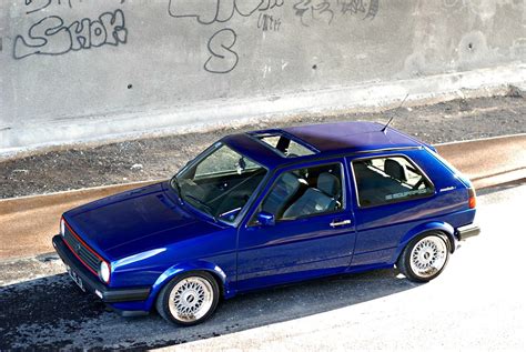 Dark Blue Vw Golf Mk2 Wiith Silver Wheels Vw Golf Tuning