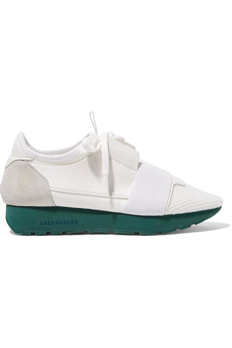 Balenciaga Race Runner Leather Mesh Suede And Neoprene Sneakers In