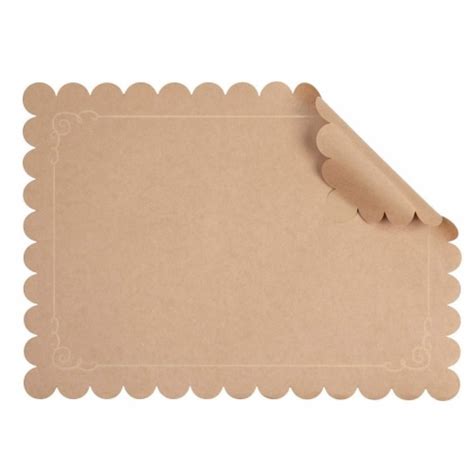 Juvale 100 Pack Disposable Placemats With Scallop Edge Brown Kraft