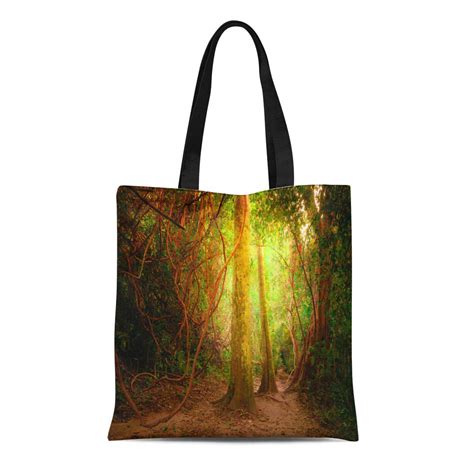 Laddke Canvas Tote Bag Fantasy Tropical Jungle Forest In Surreal Colors