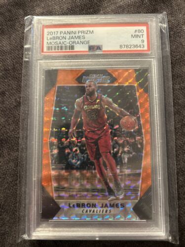 2017 18 Panini Prizm Mosaic Red 80 LeBron James Cavaliers PSA 9 MINT