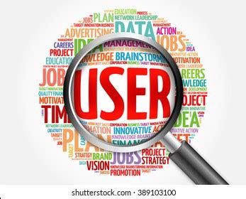 User Word Cloud Magnifying Glass Business Stock Illustration