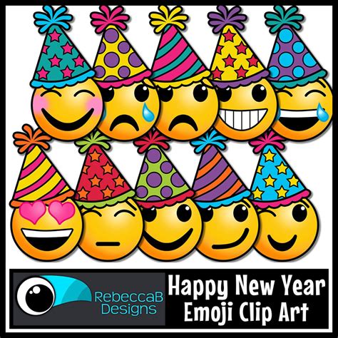 Happy New Year Party Emoji Clip Art Emotions Clip Art Feelings Clip