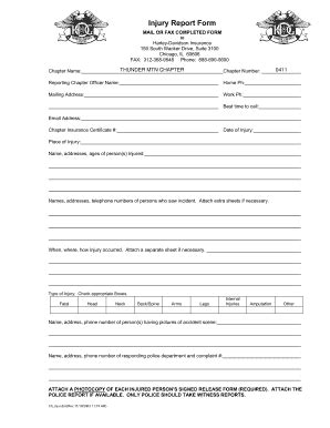 Fillable Online Injury Report Form HOG 411 Fax Email Print PdfFiller