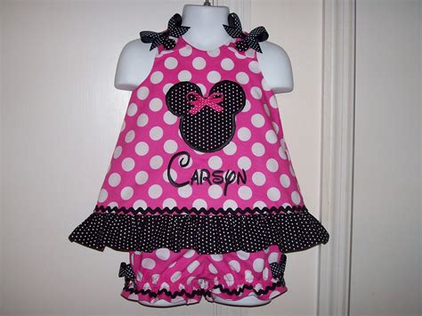 Hot Pink Dot Minnie Mouse Applique And Monogram Black And White Dot