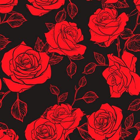 Flower Rose Seamless Pattern Vector Floral Rose Seamless Pattern 141