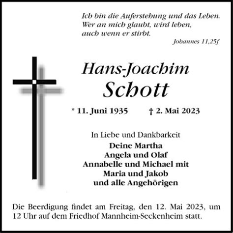 Traueranzeigen Von Hans Joachim Schott Trauerportal Ihrer Tageszeitung