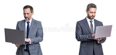 Mature Businessmen Working Online Business Success Programmer Man Use