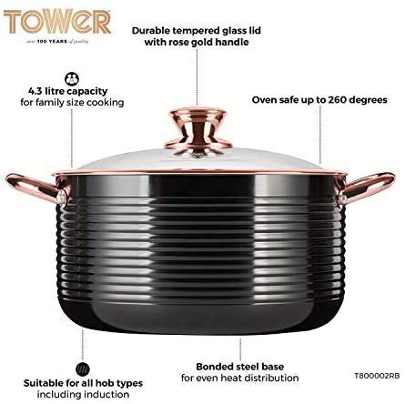 Tower T800002RB Casserole Dish with Lid, Linear Collection with Easy ...