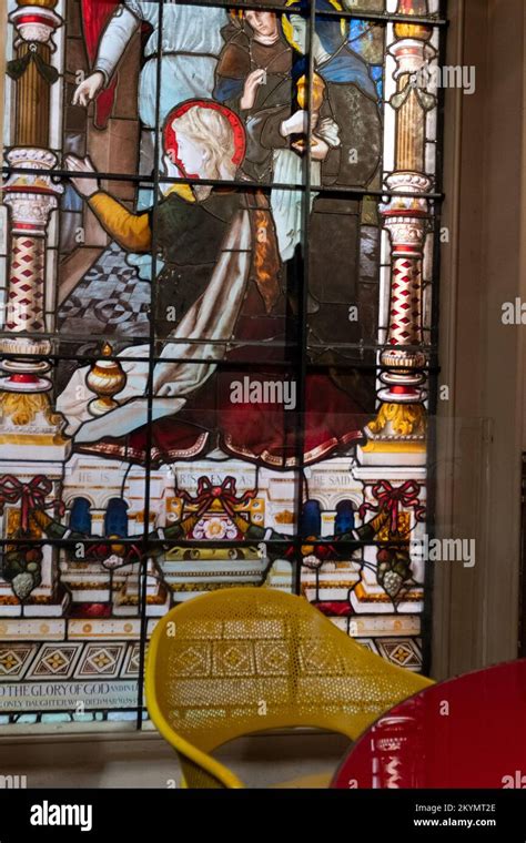 Stained Glass Windows Let Light Into A Cafe At Mercato Mayfair In