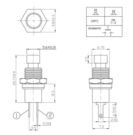 Pulsante Tattile Giallo 2 Pezzi Opencircuit