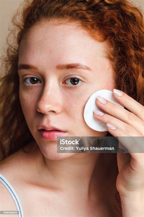 Young Skin Care Concept Attractive Teenage Girl With Long Red Curly