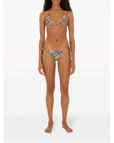 Burberry Check Bikini Top In Metallic Lyst