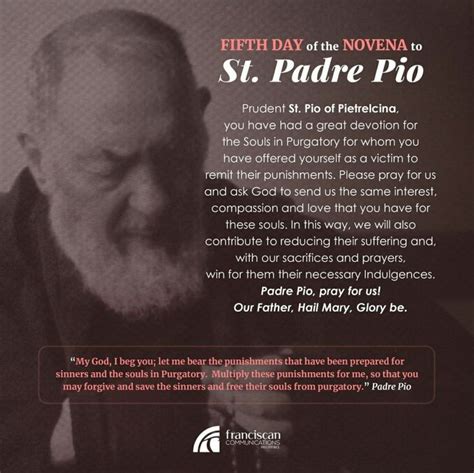 Novena To Saint Padre Pio Day 5 Catholic Catechism Novena