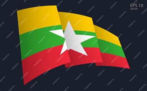 Premium Vector Waving Vector Flag Of Myanmar National Flag Waving