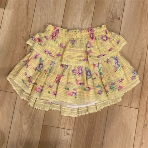 LoveShackFancy Skirts Loveshack Fancy Yellow Floral Mini Skirt