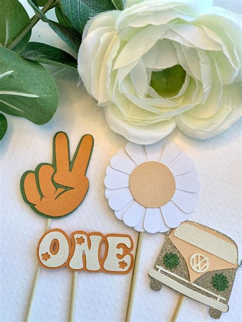 One Groovy Birthday One Groovy Cupcake Toppers Baby Hippie Etsy